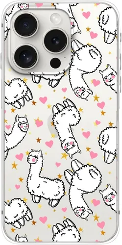 Miniatura 14 de Blingy's Funda para iPhone 15 Pro, lindo estilo de gato con patrón de flor de cerezo divertido diseño de animales de dibujos animados, funda Gato