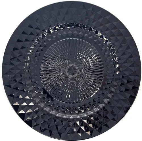 Miniatura 8 de Allgala Placas de carga, 13 pulgadas, paquete de 6 unidades de plástico resistente con patrón de diamante brillante para boda, plata-HD80402 Plateado
