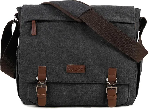 Bolsa de mensajero de lona para hombres y mujeres, bolsa de viaje para laptop, maletín de negocios de 15.6 pulgadas