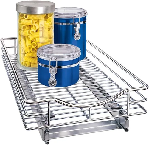 LYNK PROFESSIONAL® Organizador de gabinete extraíble, cajones deslizantes de 11 x 21 pulgadas para gabinetes de cocina - Estantes deslizantes Cromo