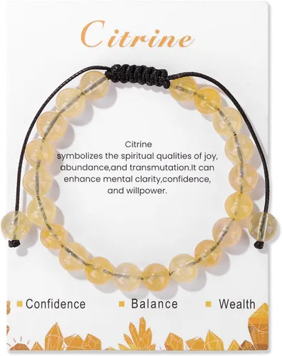 Miniatura 7 de Pulsera de cristal curativo para mujer de 8 mm de piedra natural con cuentas de cristal engarzadas, pulsera ajustable de gemas hecha a mano, joyería