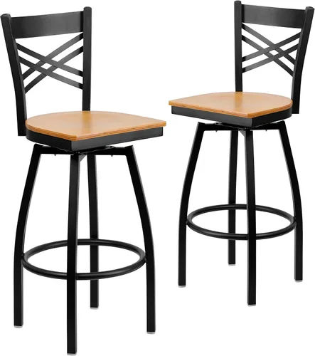 Miniatura 15 de Flash Furniture HERCULES Series Black ''X'' Taburete giratorio de metal – asiento de vinilo negro