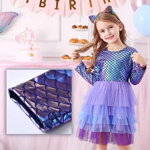 Miniatura 4 de VIKITA Vestidos de invierno de manga larga para niñas de 3 a 7 años