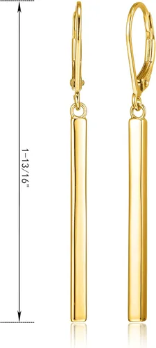Miniatura 9 de Amazon Essentials Aretes colgantes de oro amarillo de 18 quilates o oro rosa de 14 quilates sobre plata esterlina (anteriormente colección Amazon)