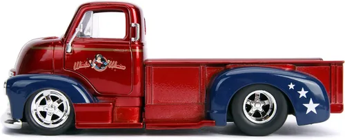 Miniatura 4 de Jada DC Comics Bombshells 1:24 1952 Chevy COE Pickup Auto fundido a presión con figura de la Mujer Maravilla de 2.75 pulgadas, juguetes para niños