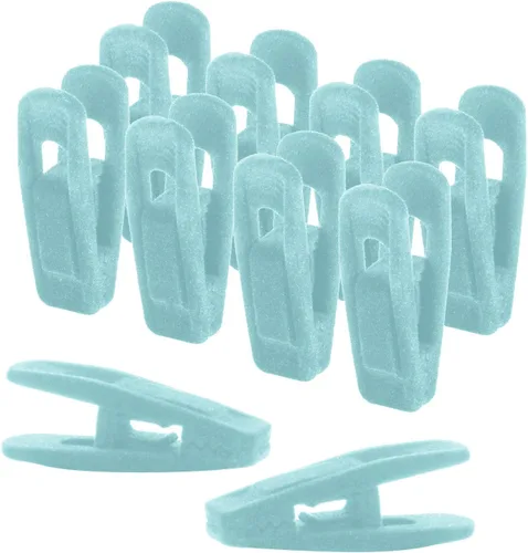 Clips para colgar de terciopelo, paquete de 20 clips para colgar perchas de terciopelo, perchas de terciopelo de material duradero, clips para Azul
