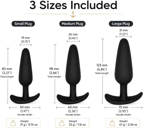Miniatura 2 de Enchufe anal de entrenamiento anal, 3 juguetes sexuales de silicona para adultos, kit de juguetes sexuales anales para parejas principiantes