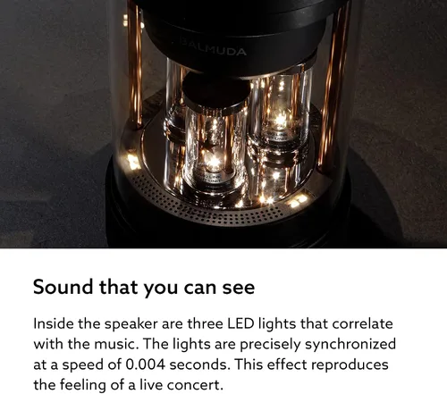 Miniatura 4 de BALMUDA El altavoz Altavoz Bluetooth portátil Sonido de cristal 3D y espectáculo de luz LED Recargable USB-C 3 modos de luz: vela