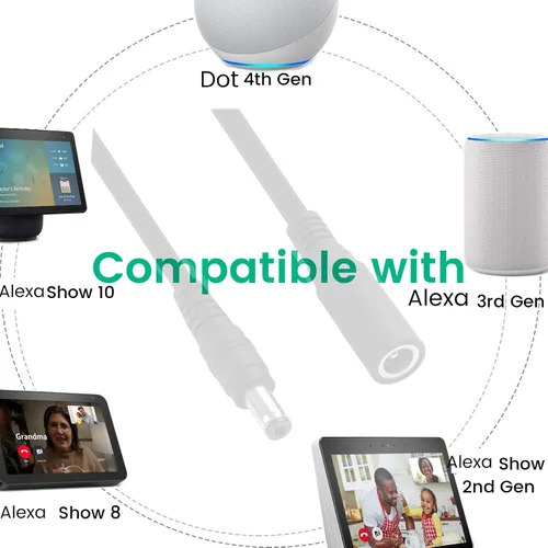 Miniatura 3 de Cable de alimentación de extensión de repuesto para Echo Show 8, Show 10 de 3ª generación, Echo Show 2ª generación, Amazon Echo 4ª generación, cable