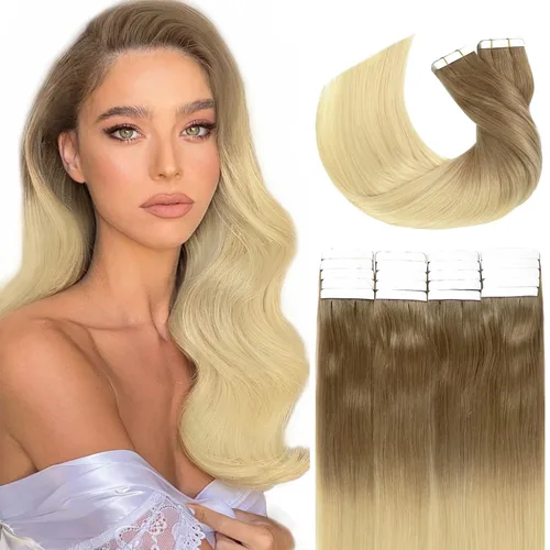 Miniatura 11 de Loxxy Extensiones adhesivas de cabello humano de 12 pulgadas, extensiones de cabello humano real color negro azabache, con cinta adhesiva de trama