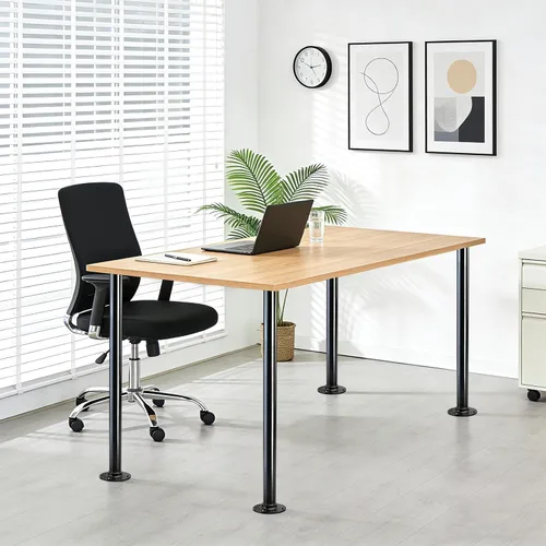 Miniatura 6 de GeilSpace Patas de mesa de tubo industrial de 12 pulgadas, patas de escritorio de metal negro rústico con bridas resistentes, juego de 4 para mesa
