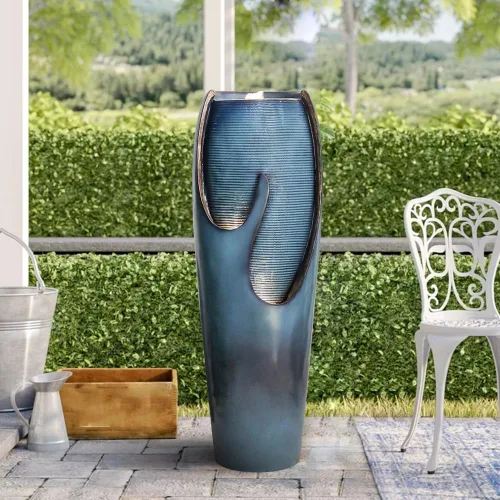 Miniatura 3 de watnature Fuentes de agua y cascadas para exteriores de 38.7 pulgadas de alto, fuente de agua para interiores, modernas fuentes de agua de pie