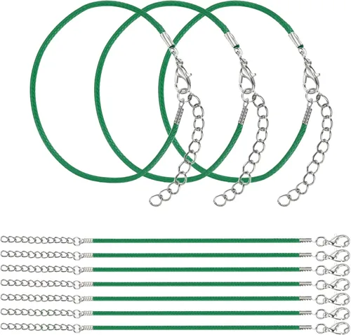 Miniatura 28 de MECCANIXITY 10 cordones de pulsera verde militar, pulsera de amistad ajustable de 9 pulgadas, cordón de poliéster encerado de 0.059 in con cierre