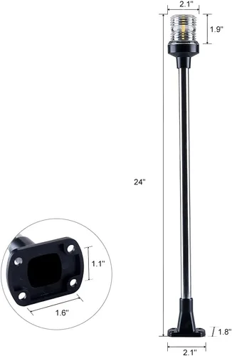 Miniatura 4 de Luz LED blanca plegable para popa de barco para pontón (24 pulgadas)