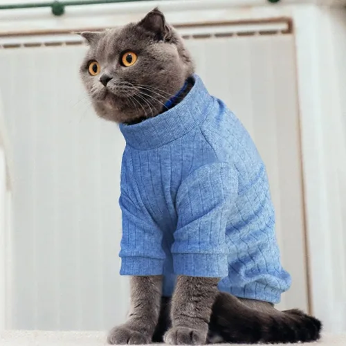Miniatura 4 de Idepet Sphynx Suéter Camisa para Gatos sin Pelo Gatitos Ropa Suave para Cachorros Pullover Pijamas Lindas para Gatos Mono de Algodón Vestimenta