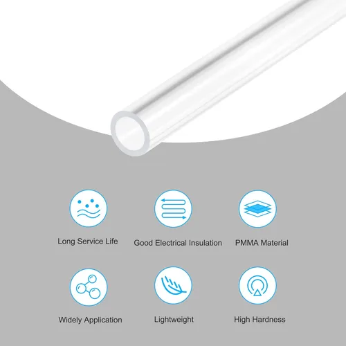Miniatura 3 de MECCANIXITY Tubo acrílico rígido redondo tubo transparente 0.236 in ID 0.315 in OD 12.008 in longitud para lámparas y linternas, sistema