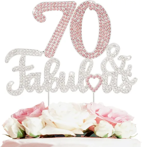 Miniatura 33 de 25 y fabulosa decoración de pastel de diamantes de imitación dorados y rosados – Feliz cumpleaños 25 años saluda a 25 años de edad, decoración