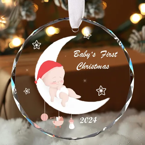 Miniatura 6 de Adorno de Primer Navidad del Bebé 2024 - Recuerdo de Familia de Tres: Recién Nacido Niño y Niña