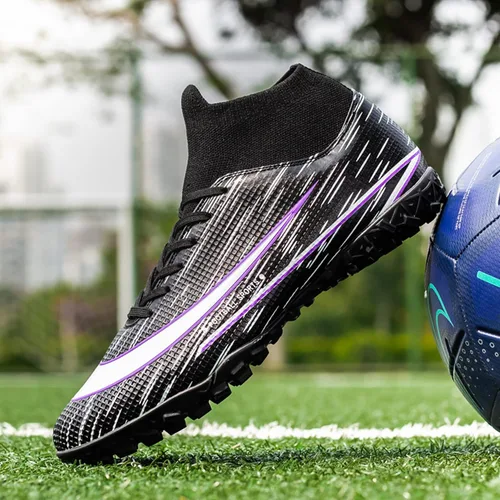 Miniatura 9 de UYO Tacos de fútbol para hombre, zapatos de fútbol AGFG High-Tops con cordones antideslizantes