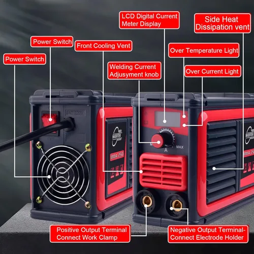 Miniatura 7 de Máquina de Soldadura, Máquina Soldadora MMA-250A 110V Mejorada, Soldadora de Electrodo Portátil IGBT con Pantalla Digital LCD, Soldadora de Arco