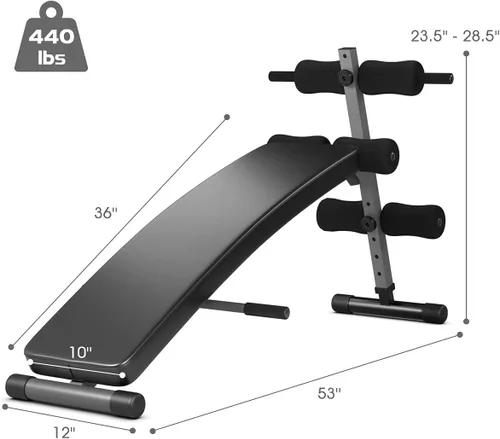 Miniatura 7 de GYMAX Banco de sentarse, banco inclinable ajustable de 440 libras para abdominales, banco inclinado de entrenamiento de utilidad para gimnasio