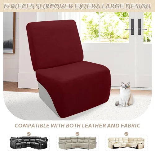 Miniatura 196 de Arfntevss Fundas de sofá seccional reclinable de terciopelo, Funda de sofá seccional de esquina para sofá reclinable, Funda elástica suave