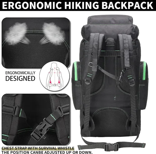 Miniatura 5 de Mochila de senderismo W WINTMING para hombres 70L/100L, mochila de campamento, mochila militar Molle, paquete de asalto de 3 días para escalada