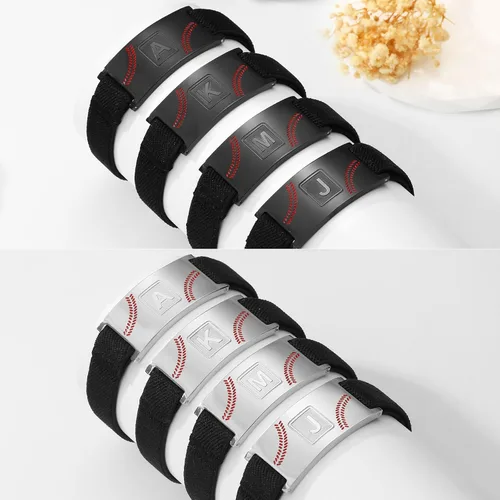 Miniatura 4 de Regalos de béisbol para niños y hombres, entrenador, equipo, niños, jugador, inicial, con letra A-Z, pulseras de béisbol, regalos de fiesta