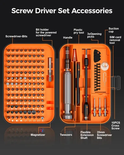 Miniatura 8 de LIFEGOO Juego de destornilladores de precisión, kit magnético de herramientas de reparación de anteojos 121 en 1 mejorado