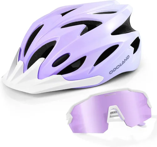 Miniatura 12 de Odoland Conjunto de casco de bicicleta para adultos y lentes de sol de ciclismo para hombres y mujeres, casco de bicicleta certificado de seguridad
