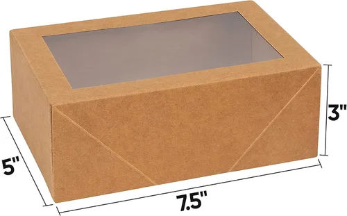 Miniatura 3 de Hammont Cajas de regalo – Paquete de 8 – Cajas de panadería rectangulares con ventana transparente (negro, 7.5 x 5 x 3)
