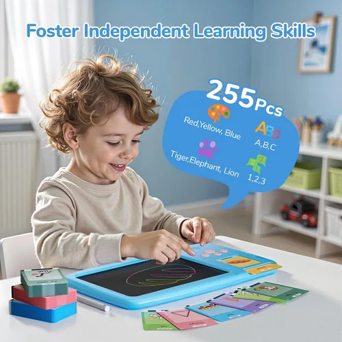 Miniatura 3 de Tarjetas didácticas parlantes para niños pequeños: tableta de escritura LCD 2 en 1 con 510 palabras visuales, aprendizaje de idiomas Montessori