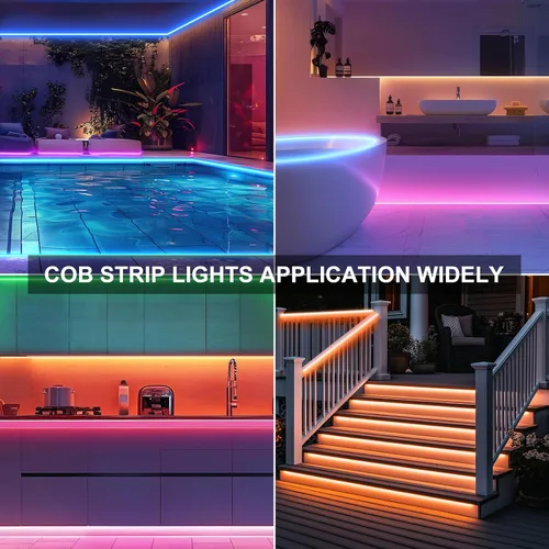 Miniatura 7 de OMIKA Tira de luces LED COB RGB de 6.6 pies, funciona con pilas, control remoto, regulable, cambio de color, tira de luces LED de batería, cortables