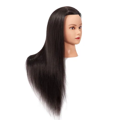 Miniatura 3 de Cabeza de Entrenamiento 26"-28" Cabeza de Maniquí para Peinado Maniquí de Cosmetología Cabeza de Muñeca Cabello de Fibra Sintética
