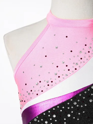 Miniatura 5 de Kids Girls Ballet Dance Outfits Shiny Sleeveless Gymnastic Leotard with Athletic Shorts Hair Band Tracksuit