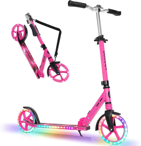 Miniatura 10 de BELEEV V5 Plus Patinete para niños de 6 años en adelante, adolescentes con ruedas y plataforma iluminadas, patinete plegable deportivo de 2 ruedas