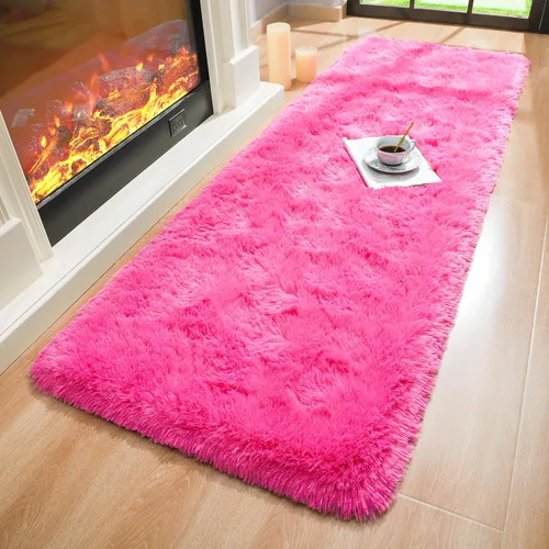 Miniatura 4 de Foxmas Alfombra Runner Suave para Dormitorio y Sala de Estar, 2x6 Pies Alfombras de Área Esponjosas Shag Alfombra de Cabecera para Habitación