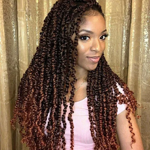 Miniatura 32 de 8 paquetes de extensiones de cabello sintético pretrenzado y prerrizado de ganchillo de 14 pulgadas, con rizos de pasión, para mujeres negras