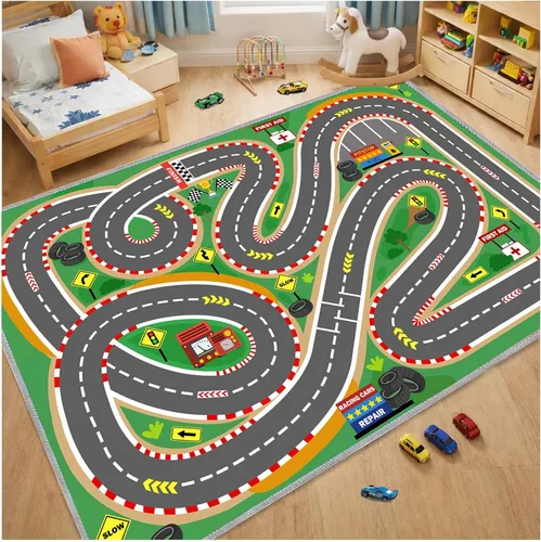 Miniatura 10 de Alfombra de juego para niños de 31 x 47 pulgadas, suave y antideslizante, alfombra de coche de mapa, alfombra para niños, autos de juguete, pista