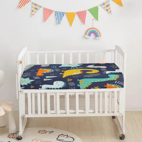 Miniatura 3 de Juego de ropa de cama para cuna de 3 piezas con edredón, sábana y falda, ropa de cama con estampado de mariposas en acuarela para bebés niños