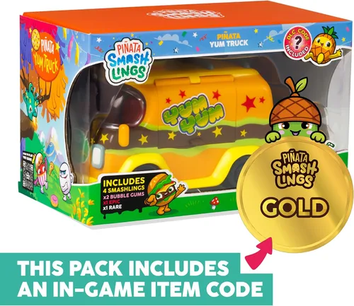Miniatura 2 de Pinata Smashlings: Yum Yum Truck Playset - Juguete de autobús con temática de comida para niños, contiene 4 Smashlings exclusivos y 3 accesorios
