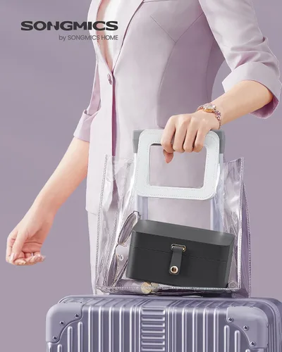 Miniatura 58 de SONGMICS Caja organizadora de joyas, estuche de viaje de 2 capas para aretes, collares, pulseras, almacenamiento portátil de joyas con gran Verde