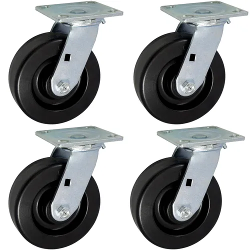 Miniatura 8 de ICON Ruedas giratorias PHN de 6 x 2 pulgadas, ruedas industriales resistentes, placa superior de 4 x 4.5 pulgadas, negro, 2 ruedas rígidas 2