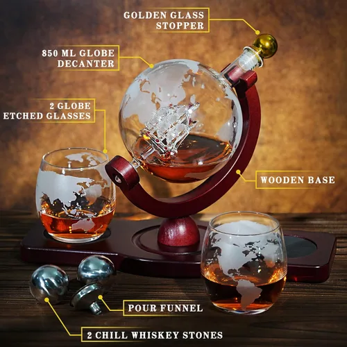 Miniatura 7 de Juego de decantador de whisky con 2 piedras de bola y 2 vasos de whisky reutilizables de 2.165 in, regalos de bourbon para hombres, piedras de hielo