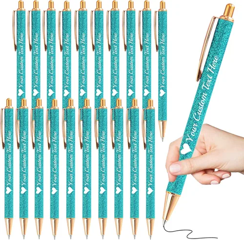 Miniatura 63 de Bolígrafos personalizados con purpurina con nombre a granel, 10 unidades, bolígrafos personalizados con punta de lápiz digital para mujeres y niñas