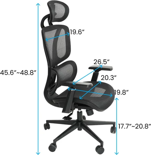 Miniatura 3 de FOH Silla de oficina ergonómica de malla con malla transpirable, silla de escritorio para computadora, silla de trabajo ergonómica con respaldo