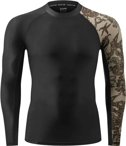 Miniatura 2 de HUGE SPORTS Camiseta de protección contra erupciones de manga larga para hombre UPF 50+ con protección UV, de secado rápido, con costuras de Bosque
