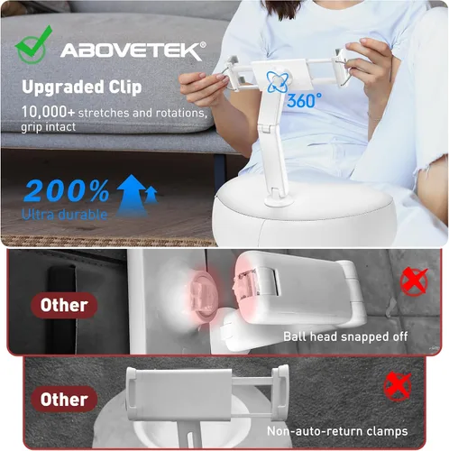 Miniatura 7 de AboveTEK Soporte de almohada para tableta para cama, manos libres ajustable para iPad de lectura de regazo con puf suave, regalo ideal para mamá, se