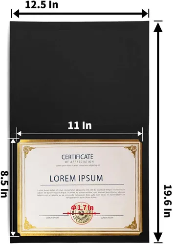 Miniatura 3 de SUNEE Kit de certificado de 75 piezas, incluye 25 soportes negros para certificados y 25 papeles de certificado de tamaño carta y 25 sellos