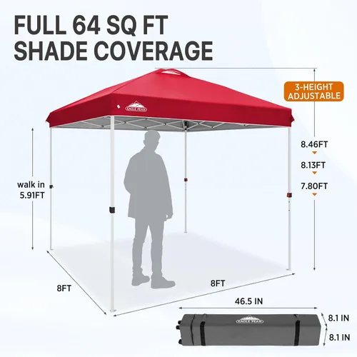 Miniatura 457 de EAGLE PEAK Tienda de campaña desplegable con bolsa de transporte con ruedas, 8 estacas, 4 cuerdas, 4 bolsas de peso, toldo de tienda de campaña